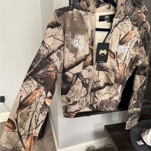 Civil regime cherry blossom Camouflage full Zip-Up Hoodie NWT